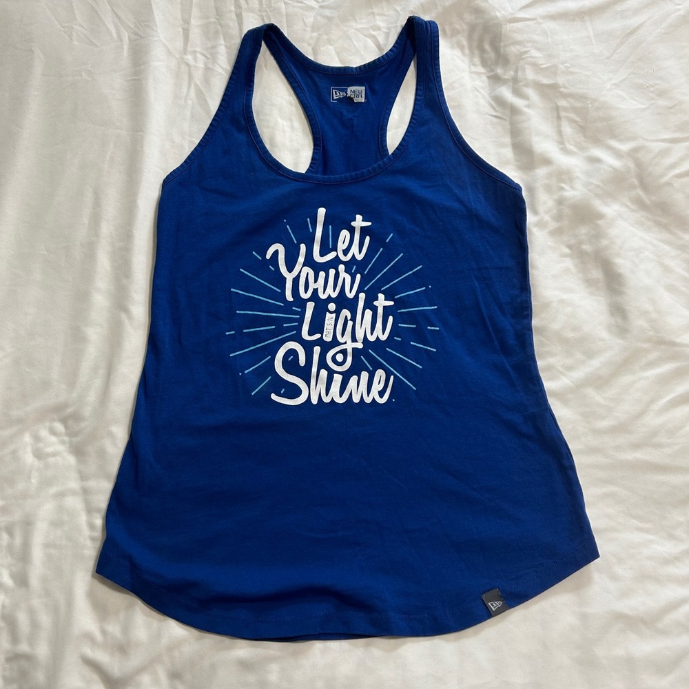 New Era Womens Let Your Light Shine Matthew 5:16 Racerback Tank Top Blue XS